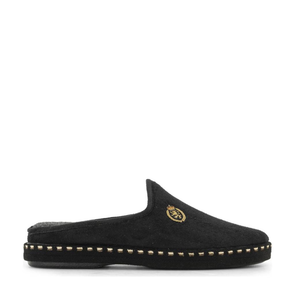 Zwarte heren Casa mia pantoffels van rubber/textiel