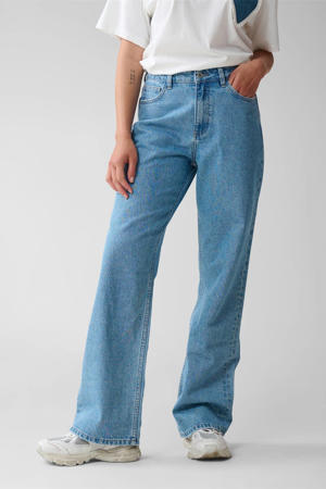 wide leg jeans medium blue denim