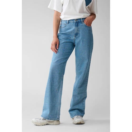 Shoeby wide leg jeans medium blue denim afbeelding