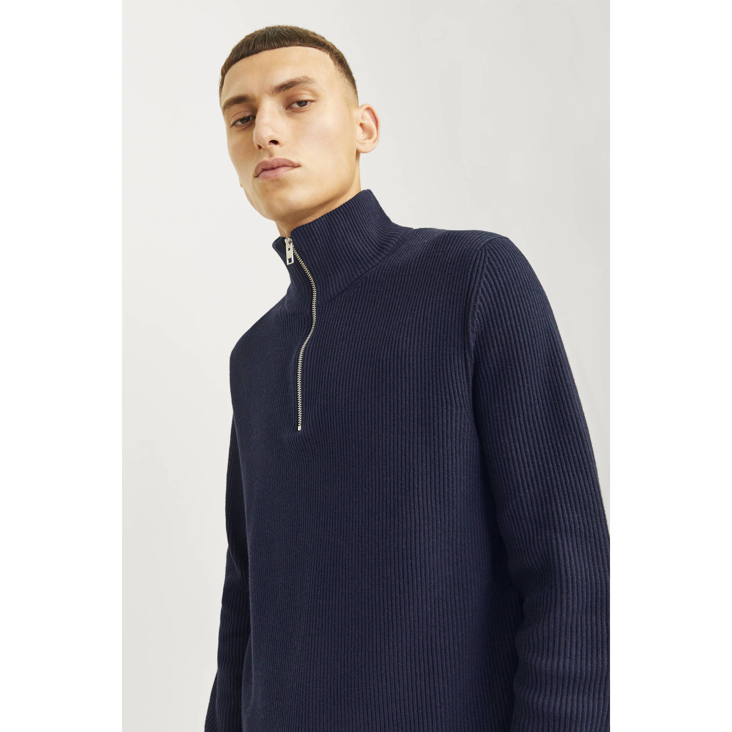 JACK & JONES ESSENTIALS gebreide trui donkerblauw