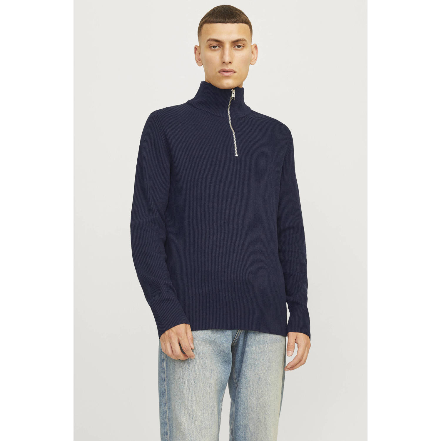 JACK & JONES ESSENTIALS gebreide trui donkerblauw