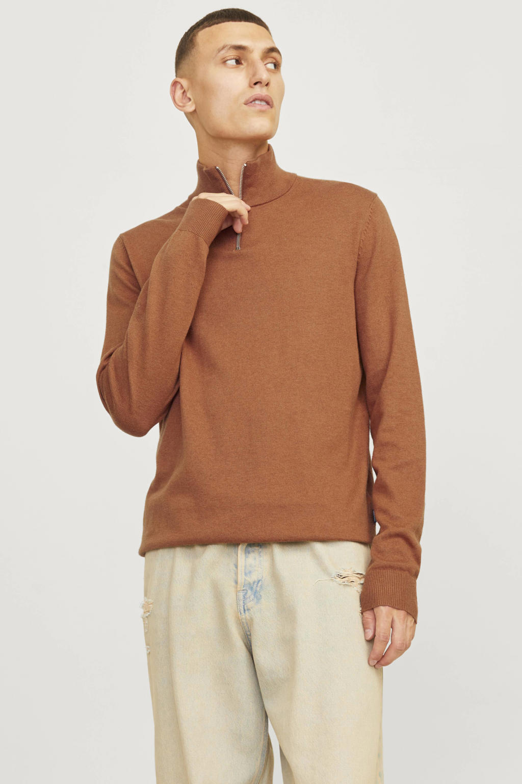 JACK & JONES ESSENTIALS gebreide trui mocha bisque