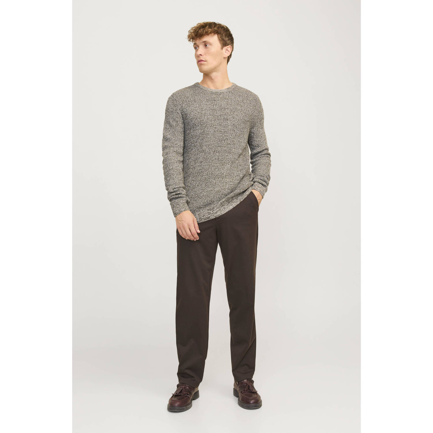 JACK & JONES ESSENTIALS gebreide trui JJELEWIS bruin
