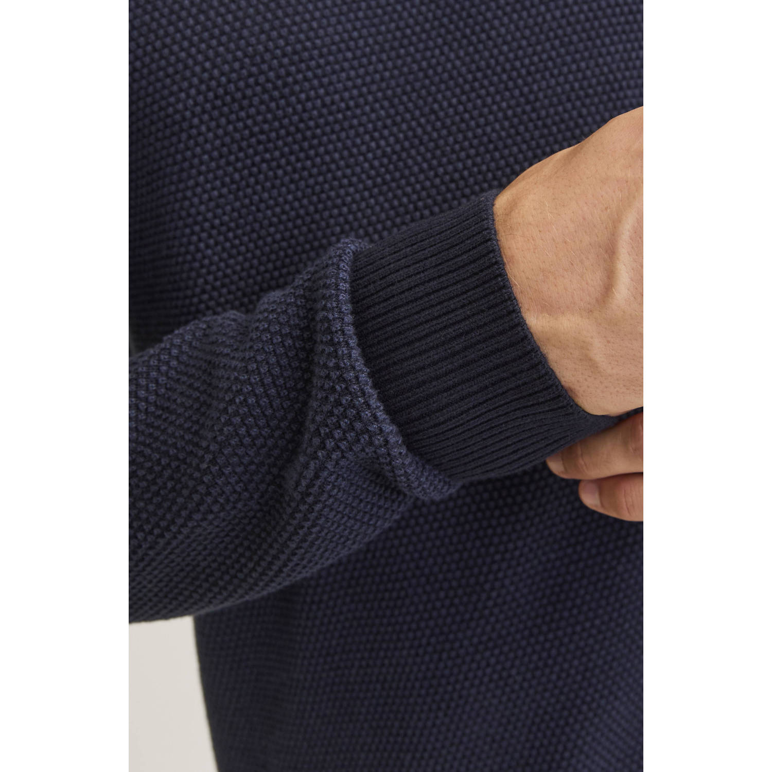 JACK & JONES ESSENTIALS gebreide trui JJEGLOBE donkerblauw