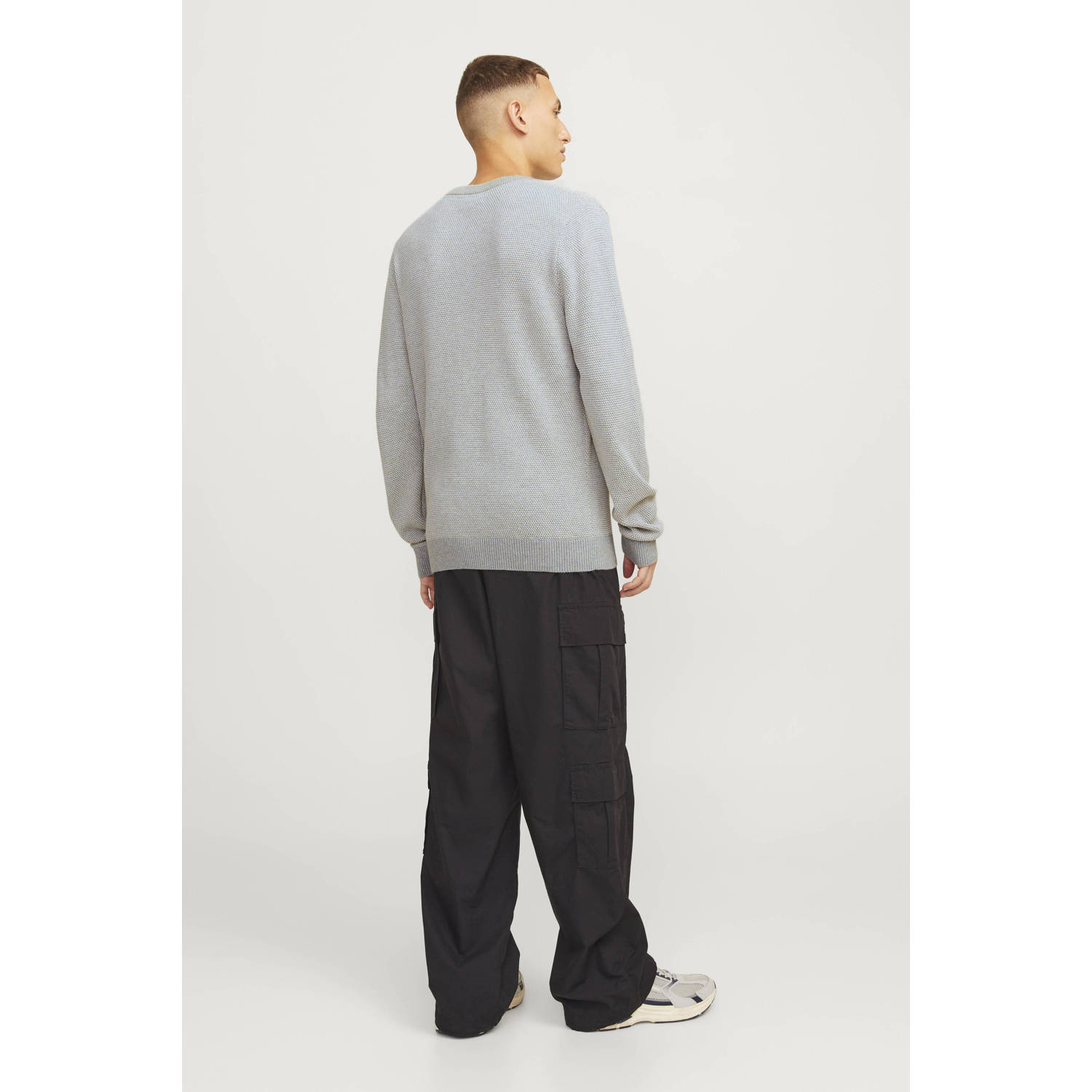JACK & JONES ESSENTIALS gebreide trui JJEGLOBE grijs