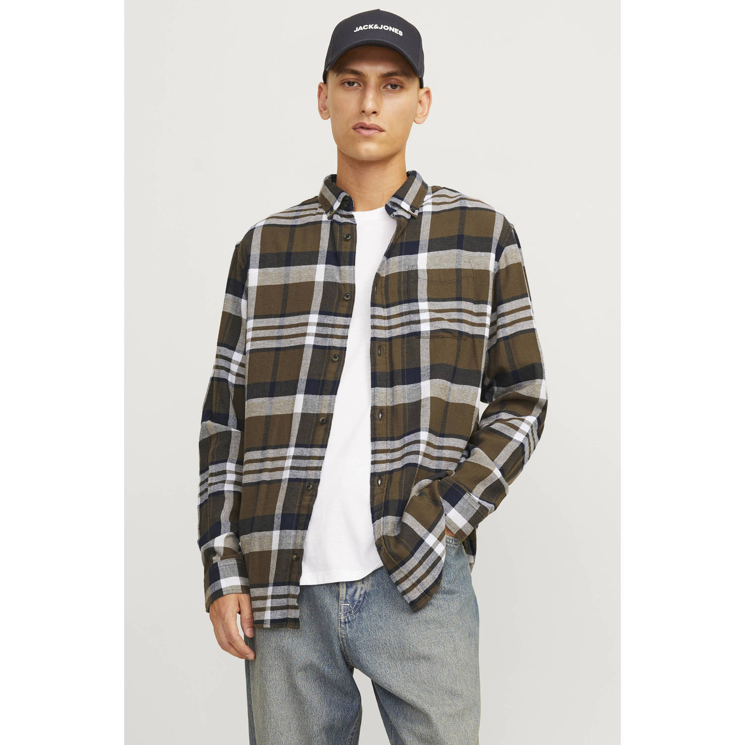 JACK & JONES ESSENTIALS geruit slim fit overhemd JJECLASSIC