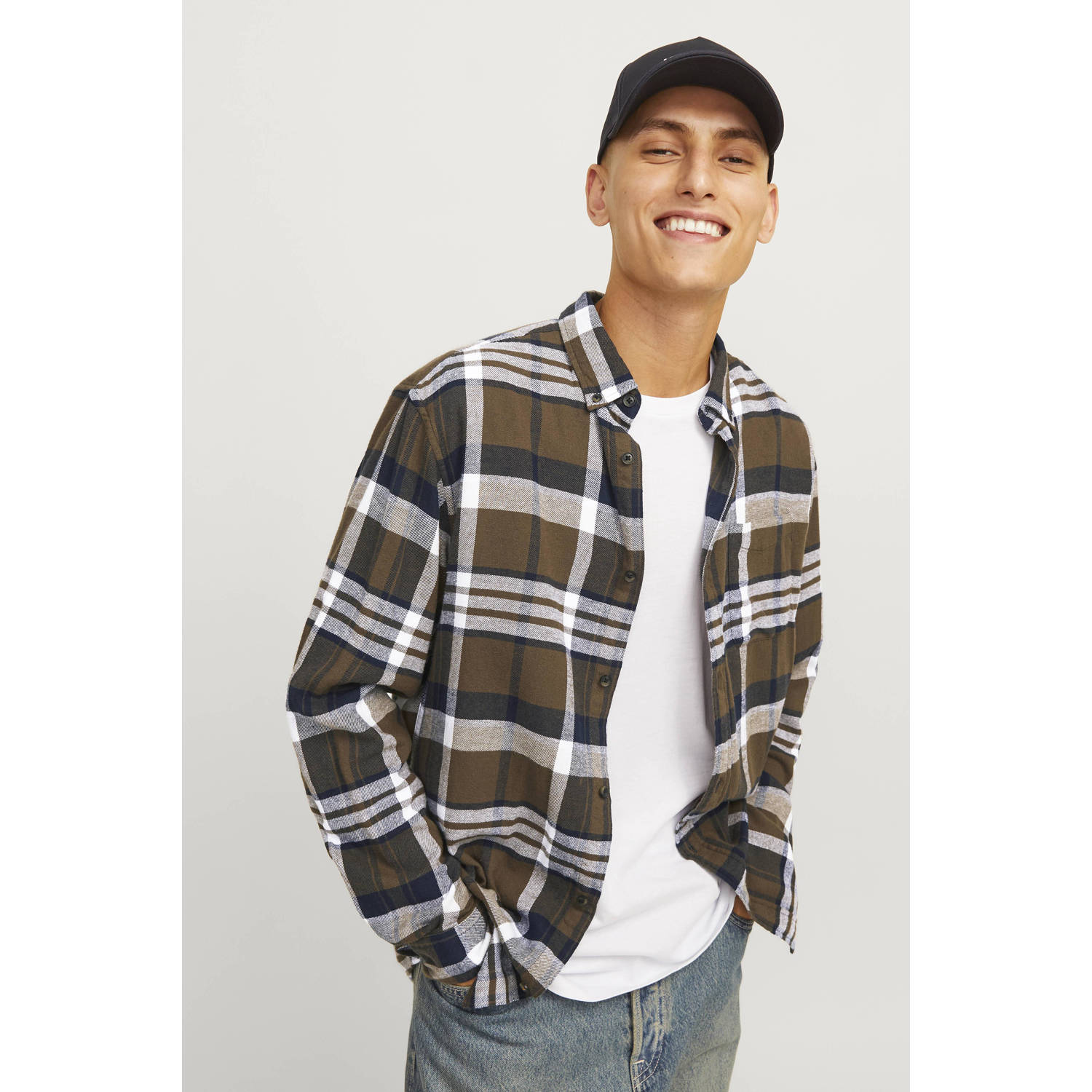 JACK & JONES ESSENTIALS geruit slim fit overhemd JJECLASSIC