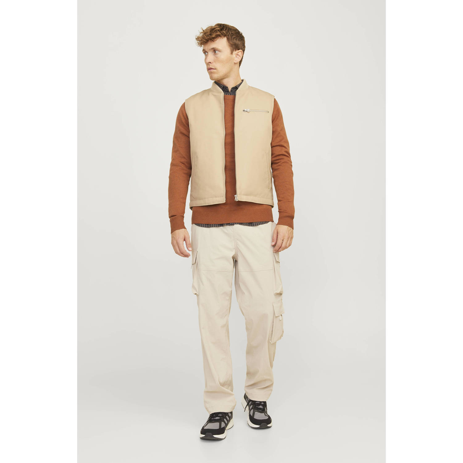 JACK & JONES ESSENTIALS gebreide trui bruin