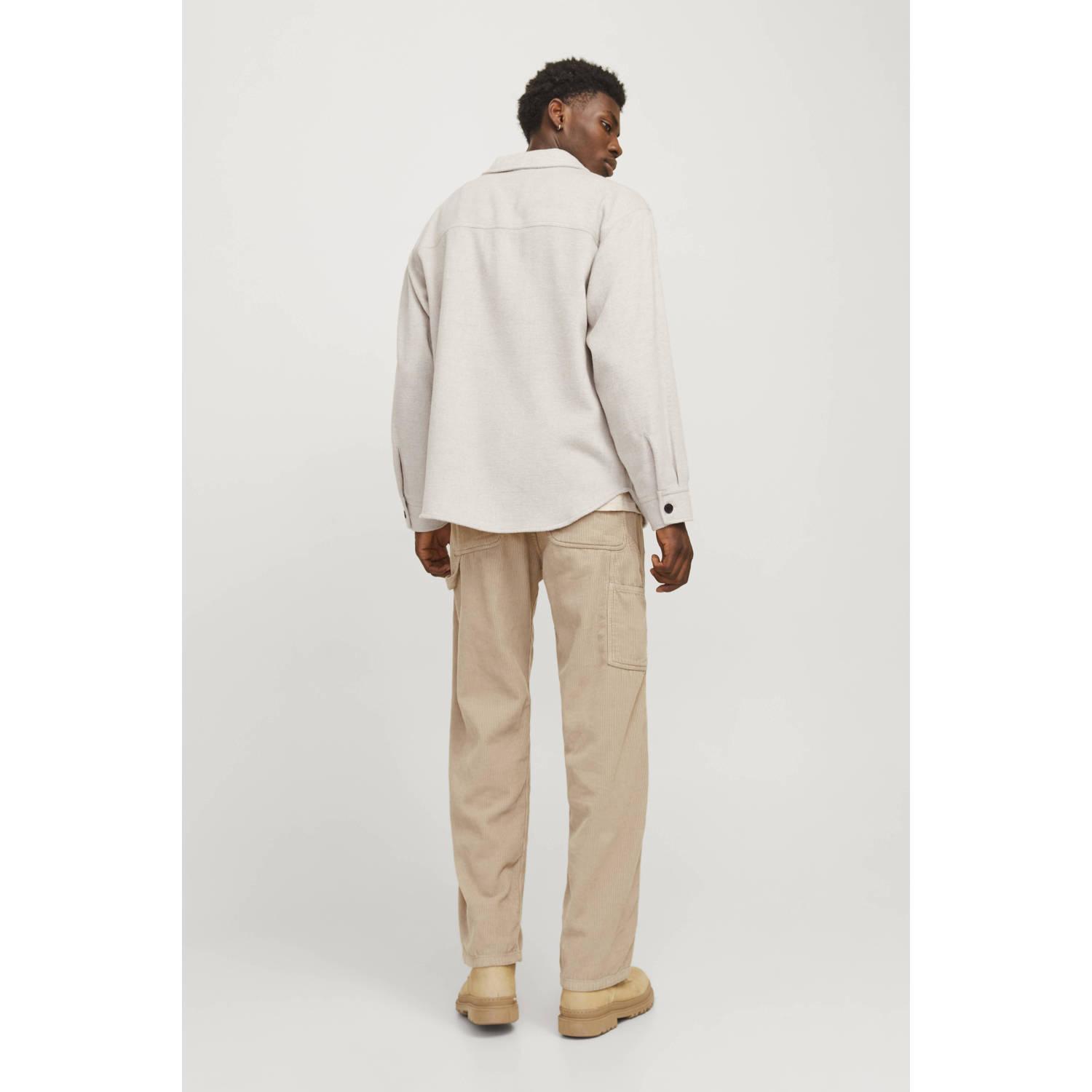 JACK & JONES ESSENTIALS wollen oversized overshirt beige