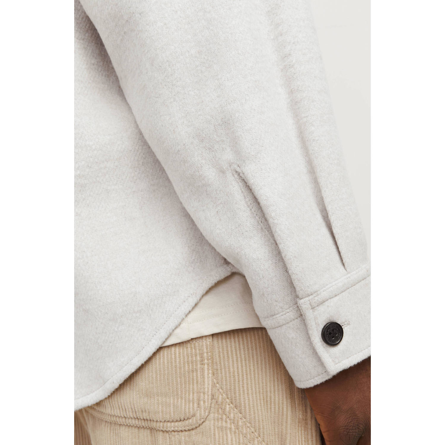 JACK & JONES ESSENTIALS wollen oversized overshirt beige
