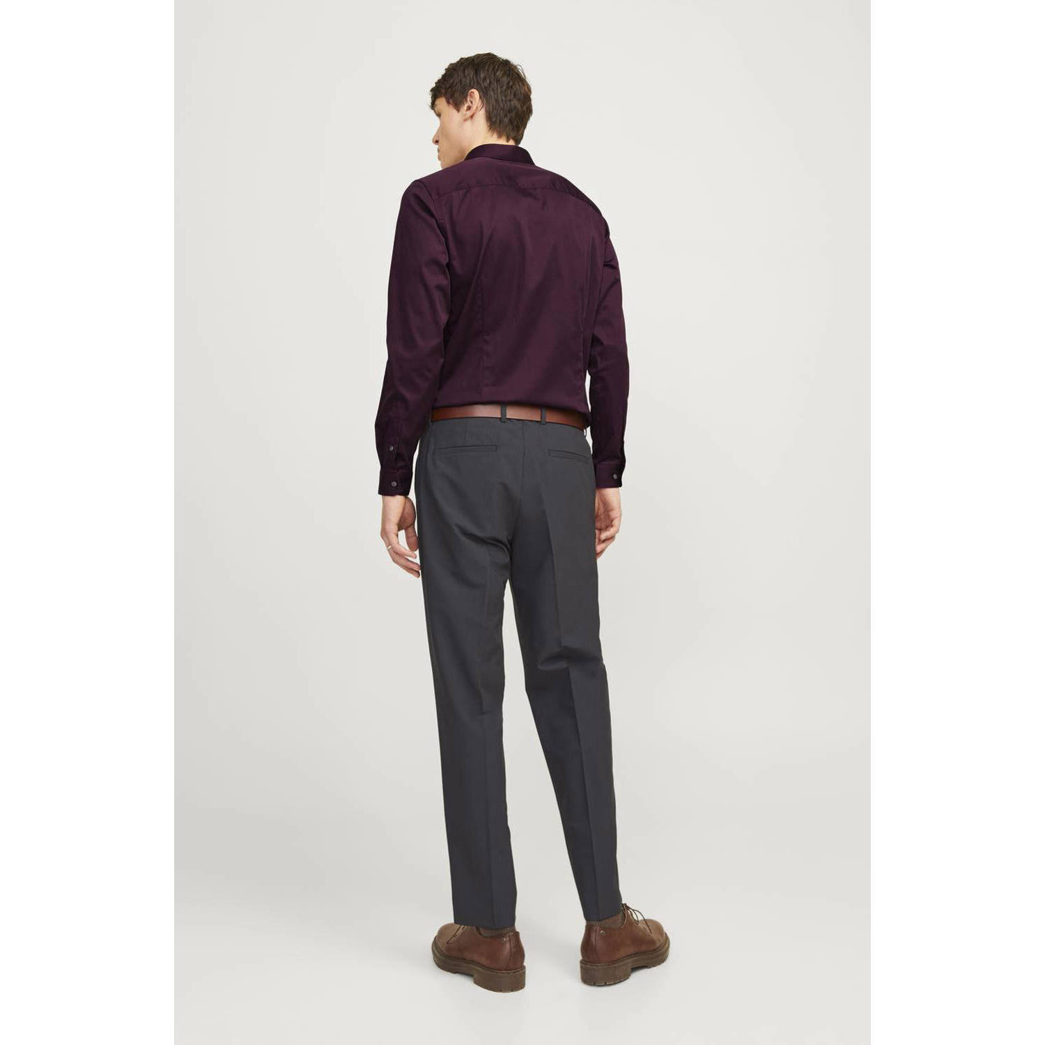 JACK & JONES PREMIUM super slim fit overhemd JJPRPARMA donkpaars