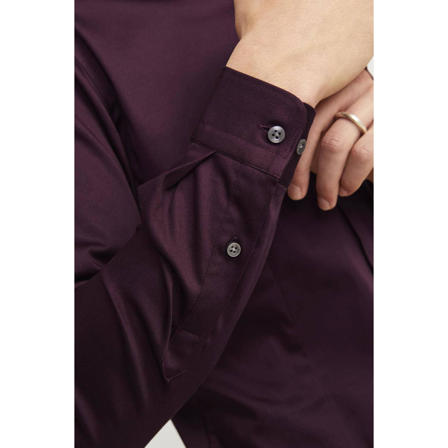 JACK & JONES PREMIUM super slim fit overhemd JJPRPARMA donkpaars