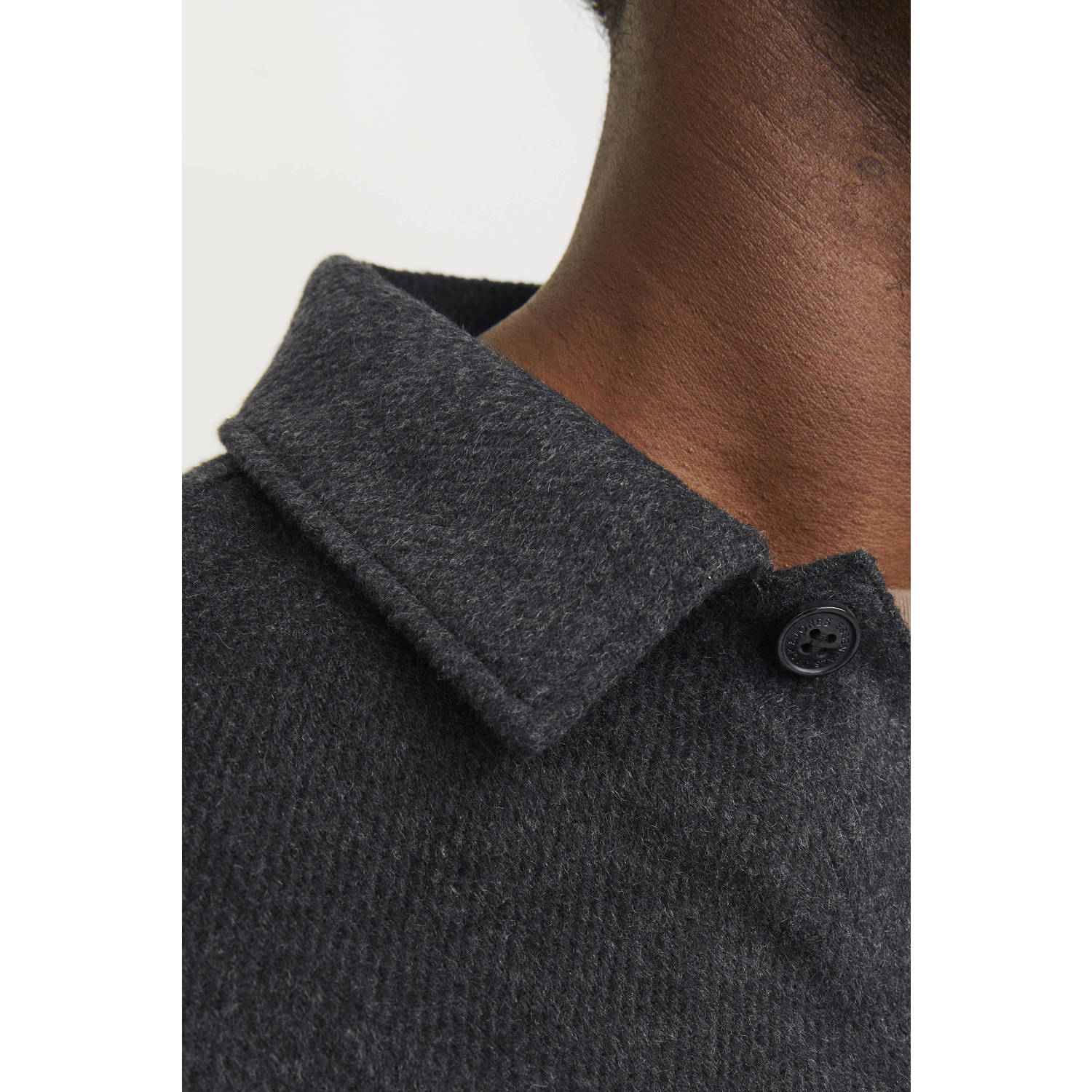 JACK & JONES ESSENTIALS wollen oversized overshirt zwart