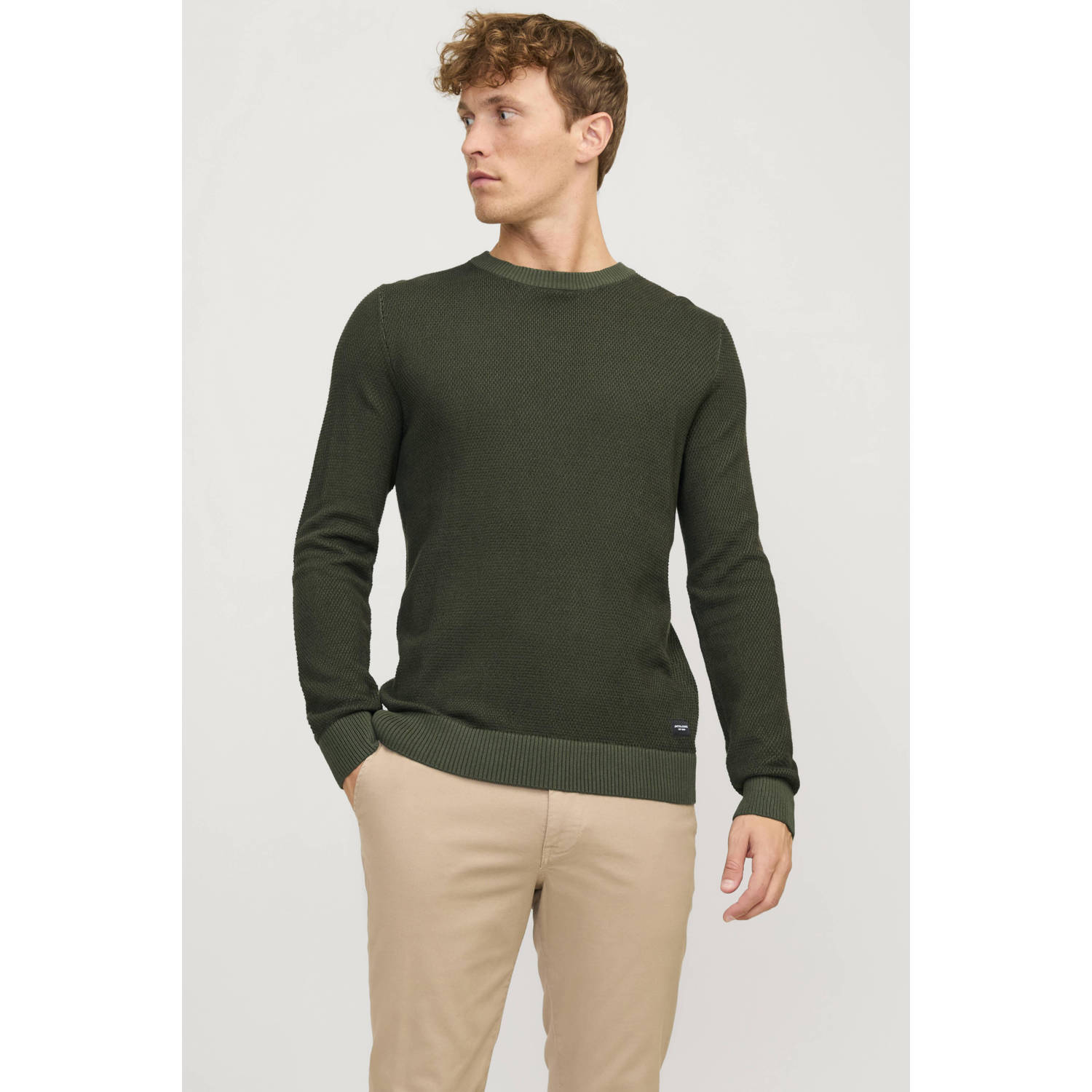 JACK & JONES ESSENTIALS gebreide JJEGLOBE trui groen