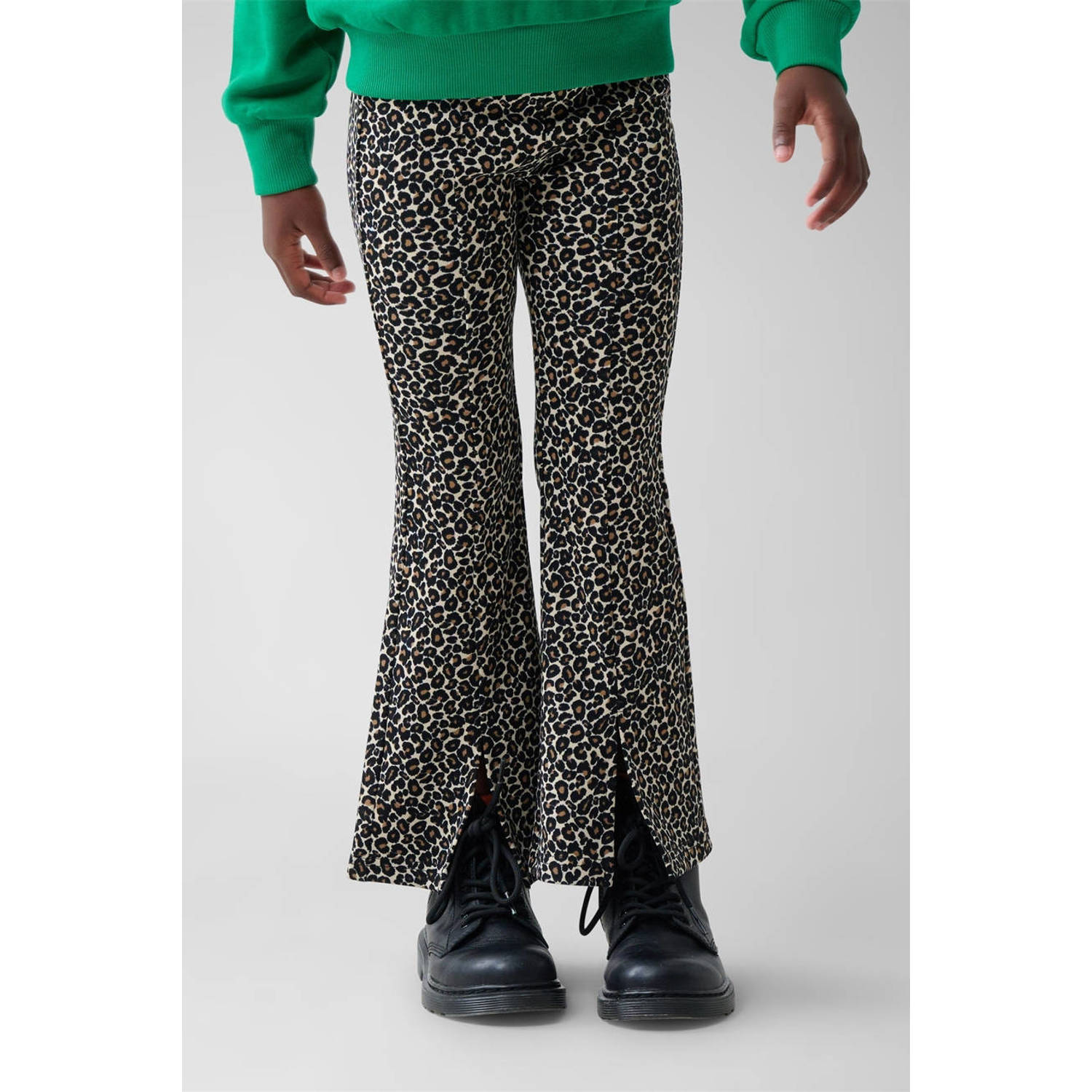 Shoeby high waist flared legging met panterprint bruin beige zwart