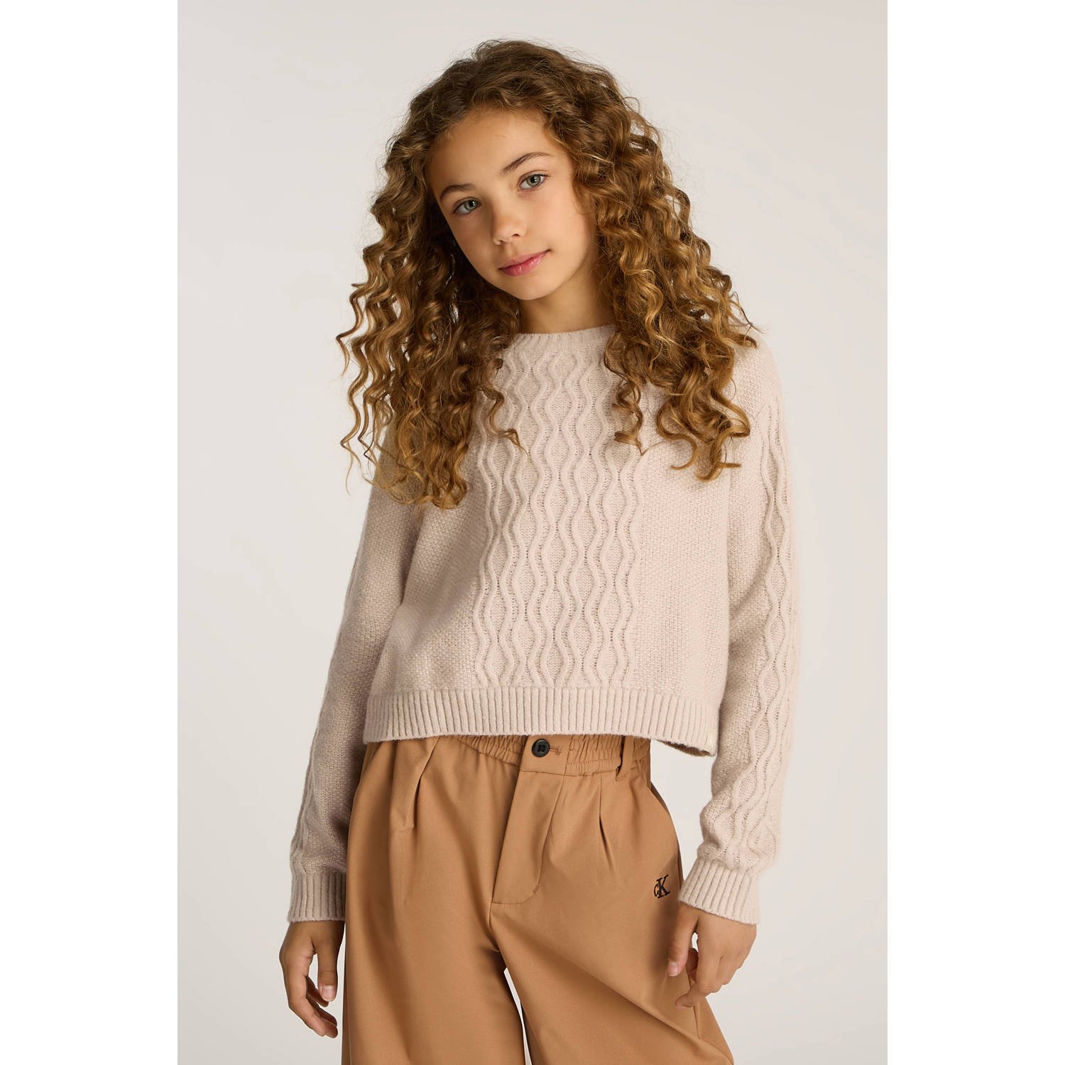 Calvin Klein trui beige kabels