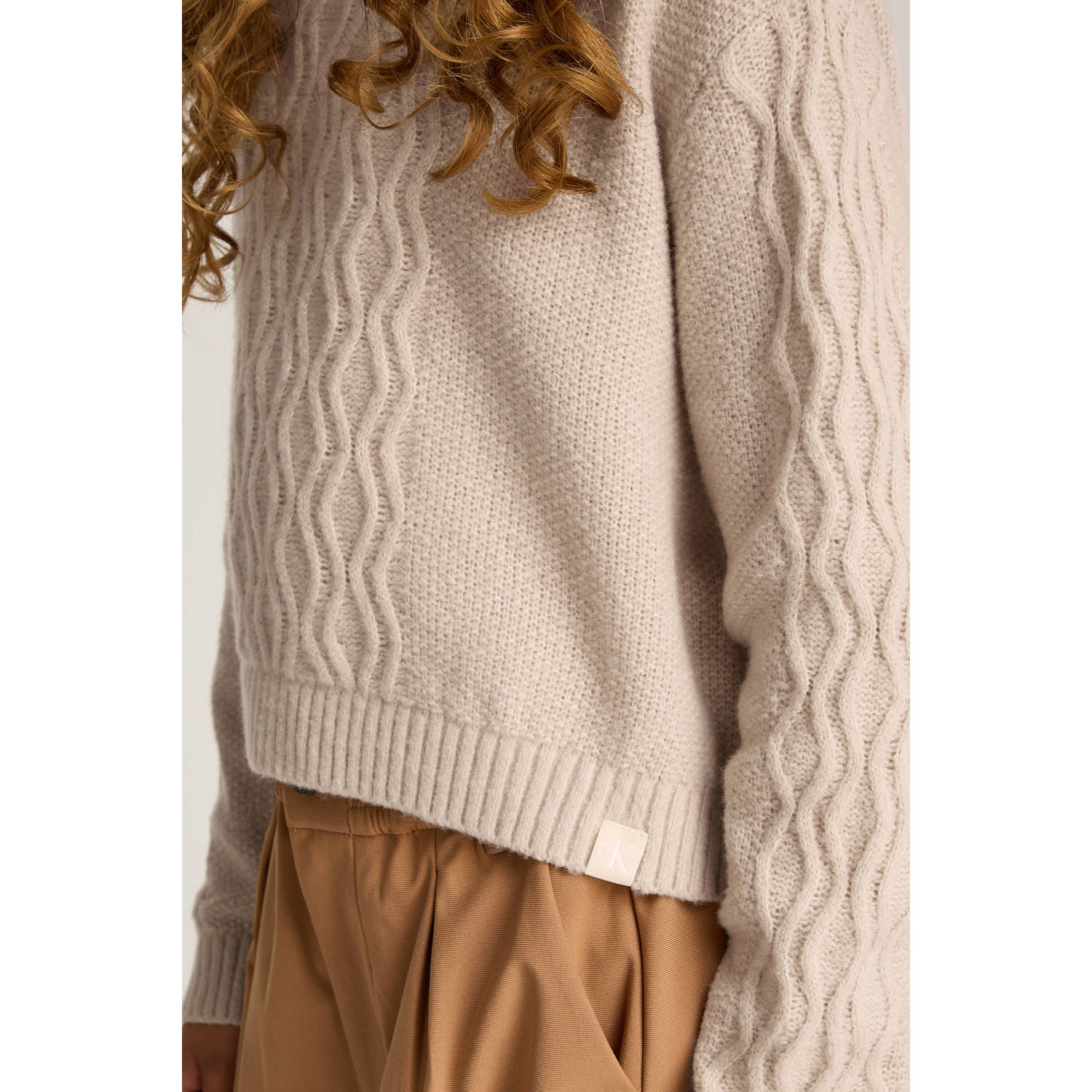 Calvin Klein trui beige kabels