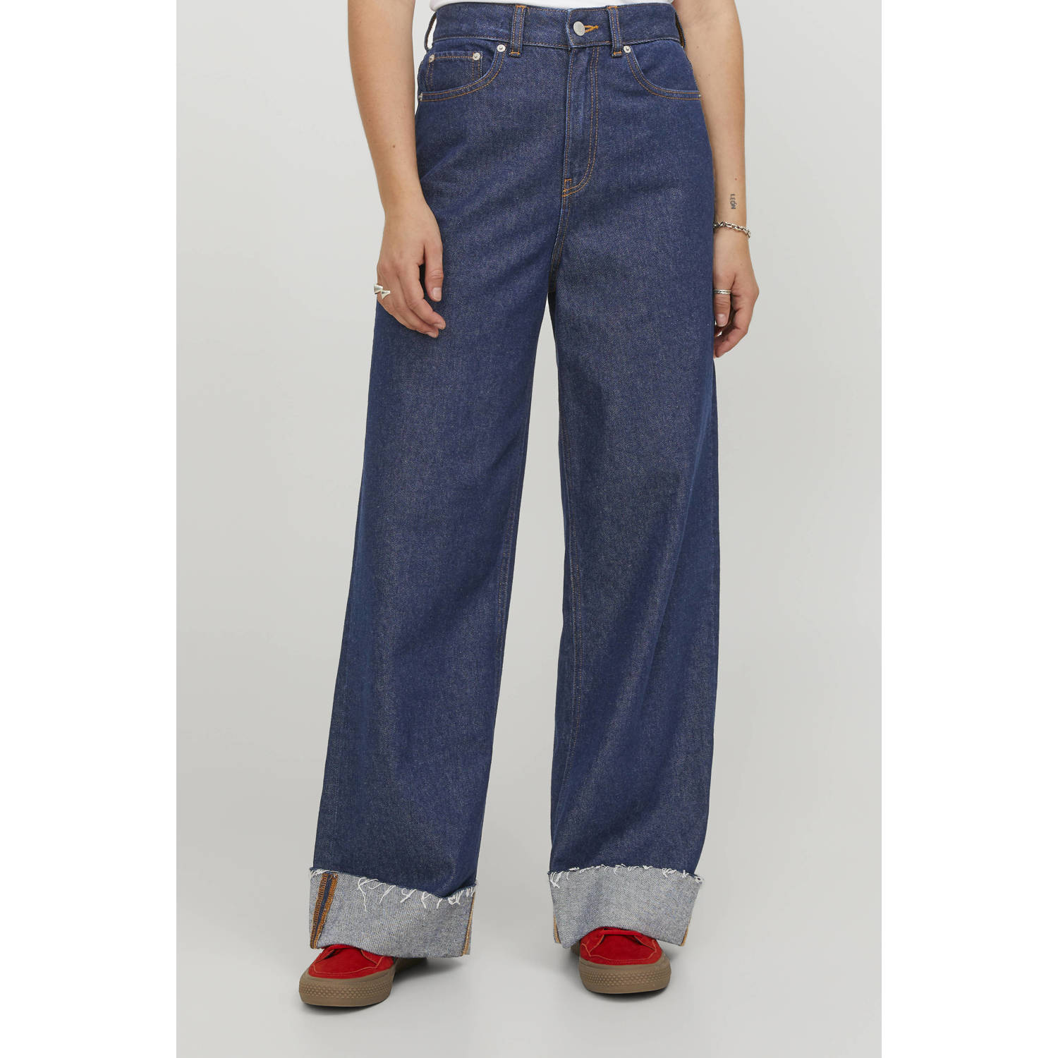 JJXX high waist wide leg jeans dark blue denim