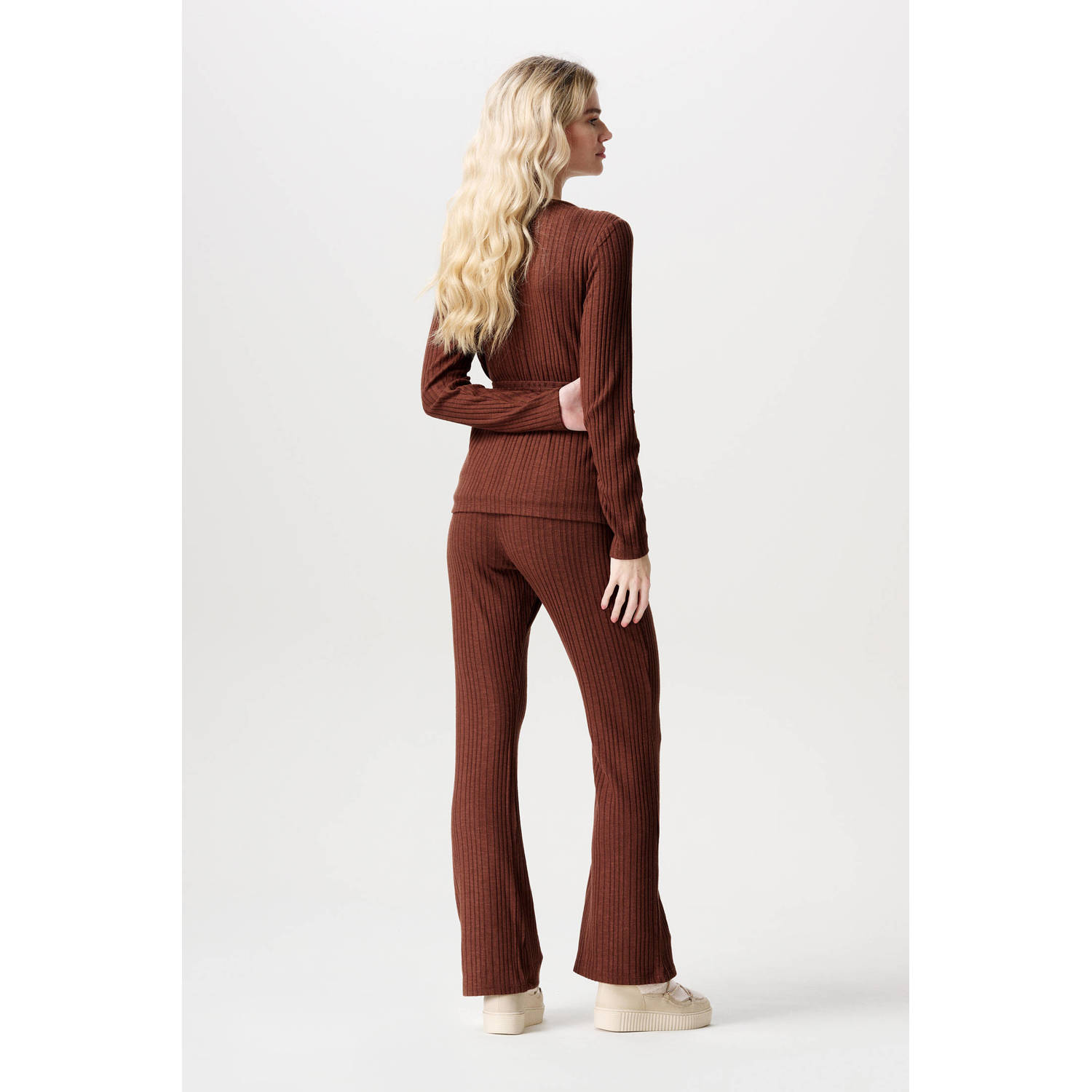 Noppies maternity high waist wide leg zwangerschapsbroek Inari bruin