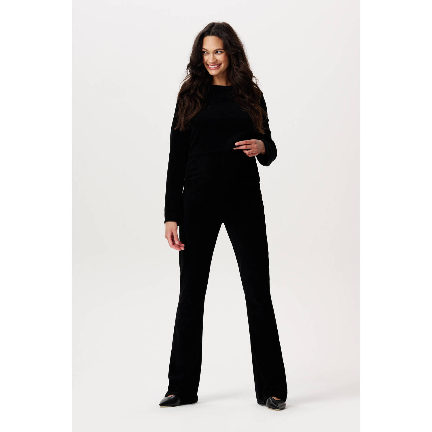 Noppies maternity high waist zwangerschaps flared broek zwart