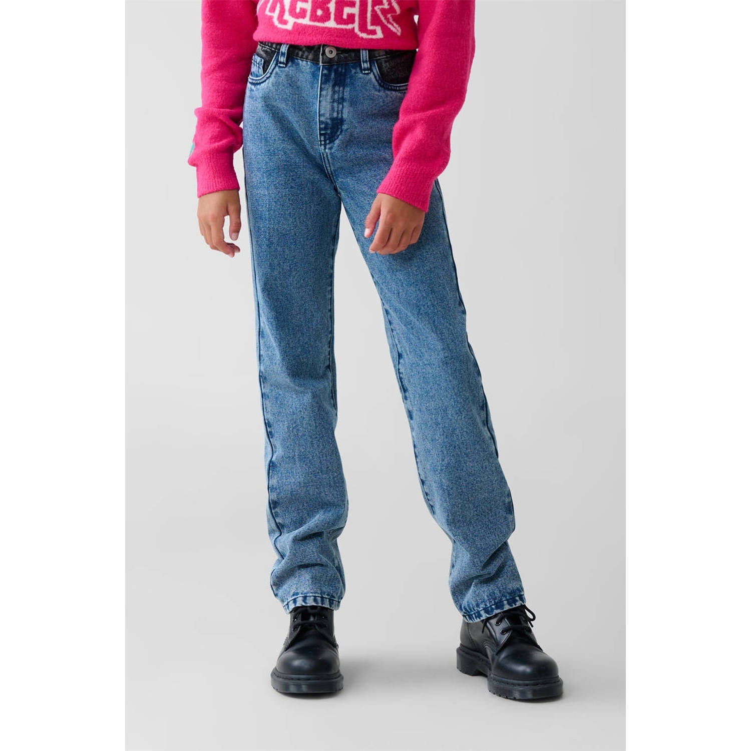 Shoeby high waist straight leg jeans donkerblauw