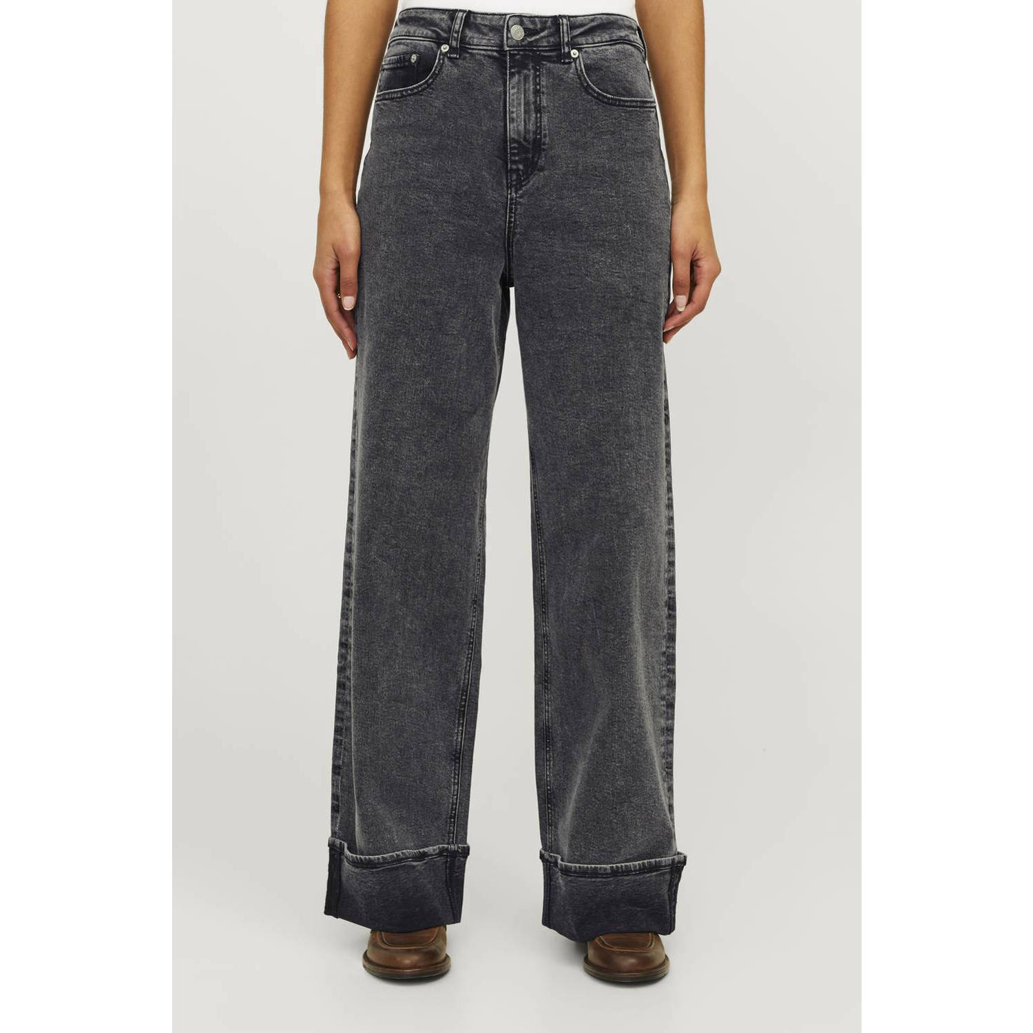 Jack & jones Tokyo Wide Fold Denim Jeans Gray Dames