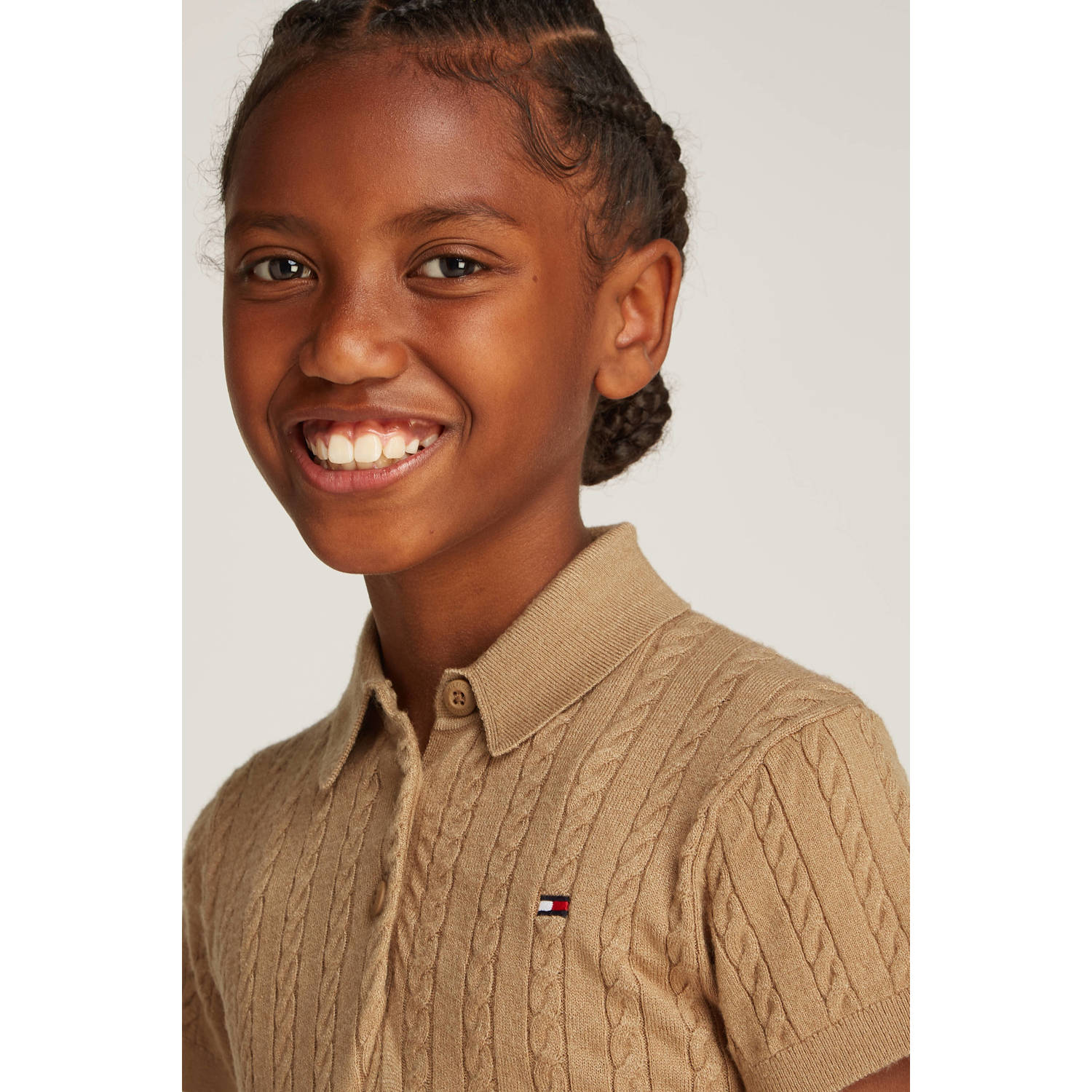 Tommy Hilfiger A-lijn jurk met kabels bruin