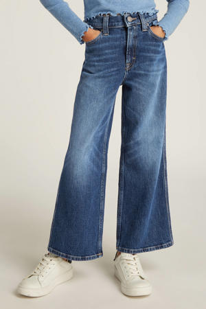 wide leg high waist jeans dark blue denim
