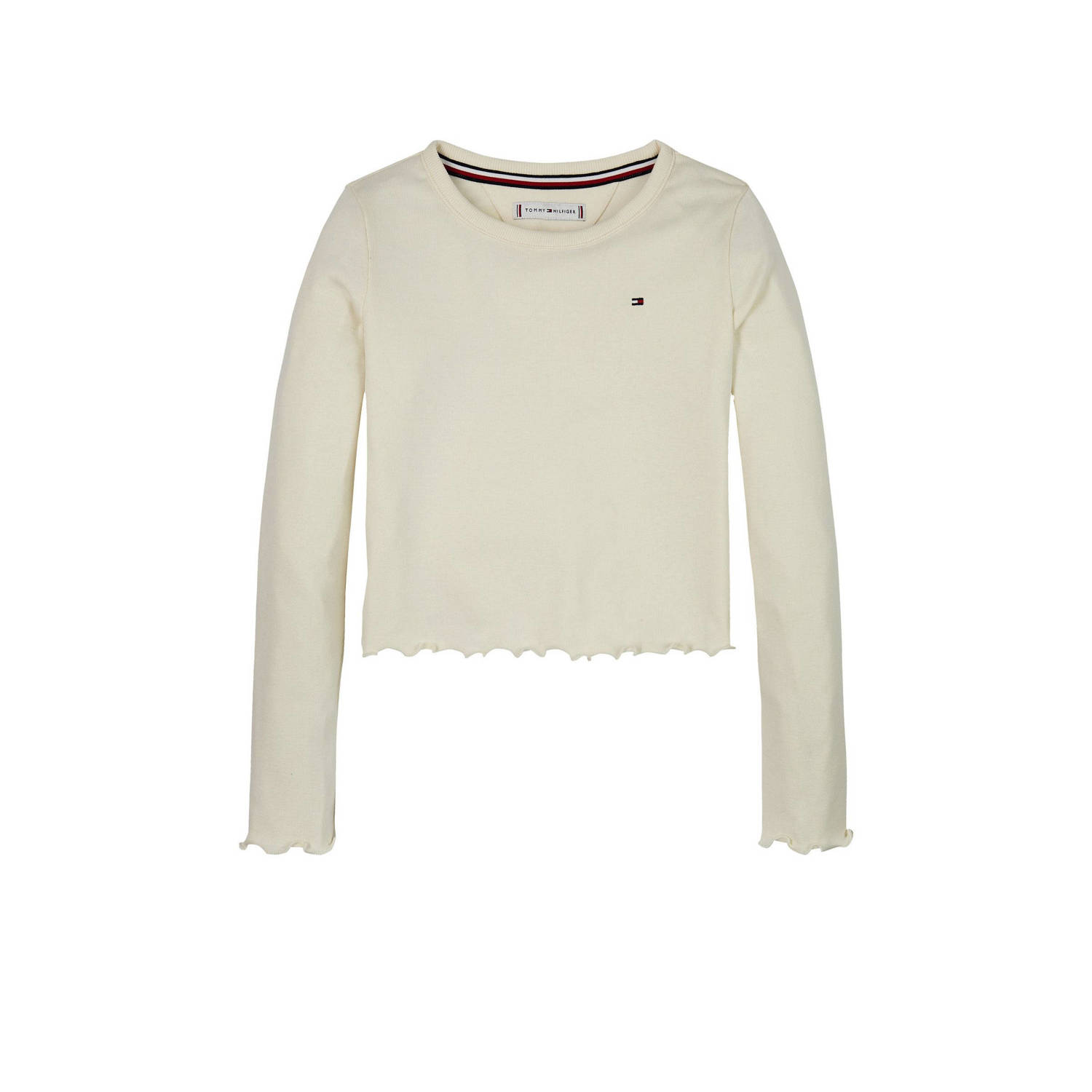 Tommy Hilfiger Shirt met lange mouwen SLUB KNIT TOP LS met golvende zoom