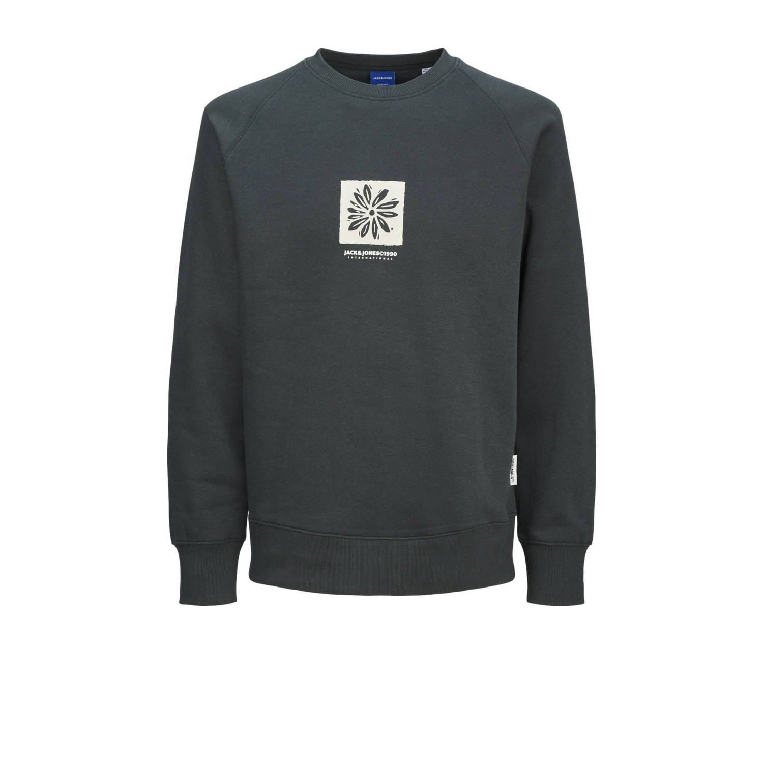 JACK & JONES ORIGINALS sweater JORPORTLAND met printopdruk grijs