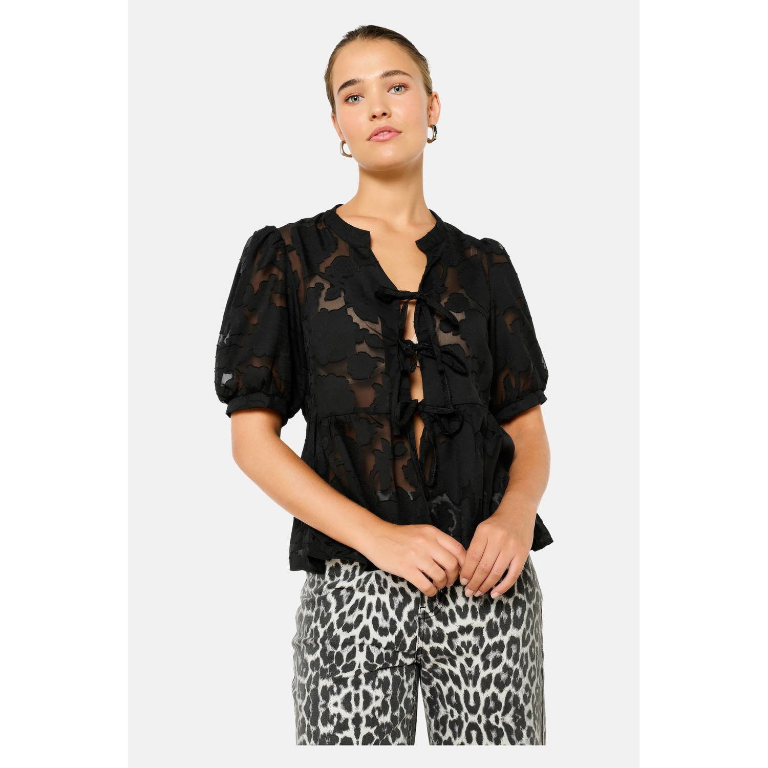 LOLALIZA semi-transparante top zwart