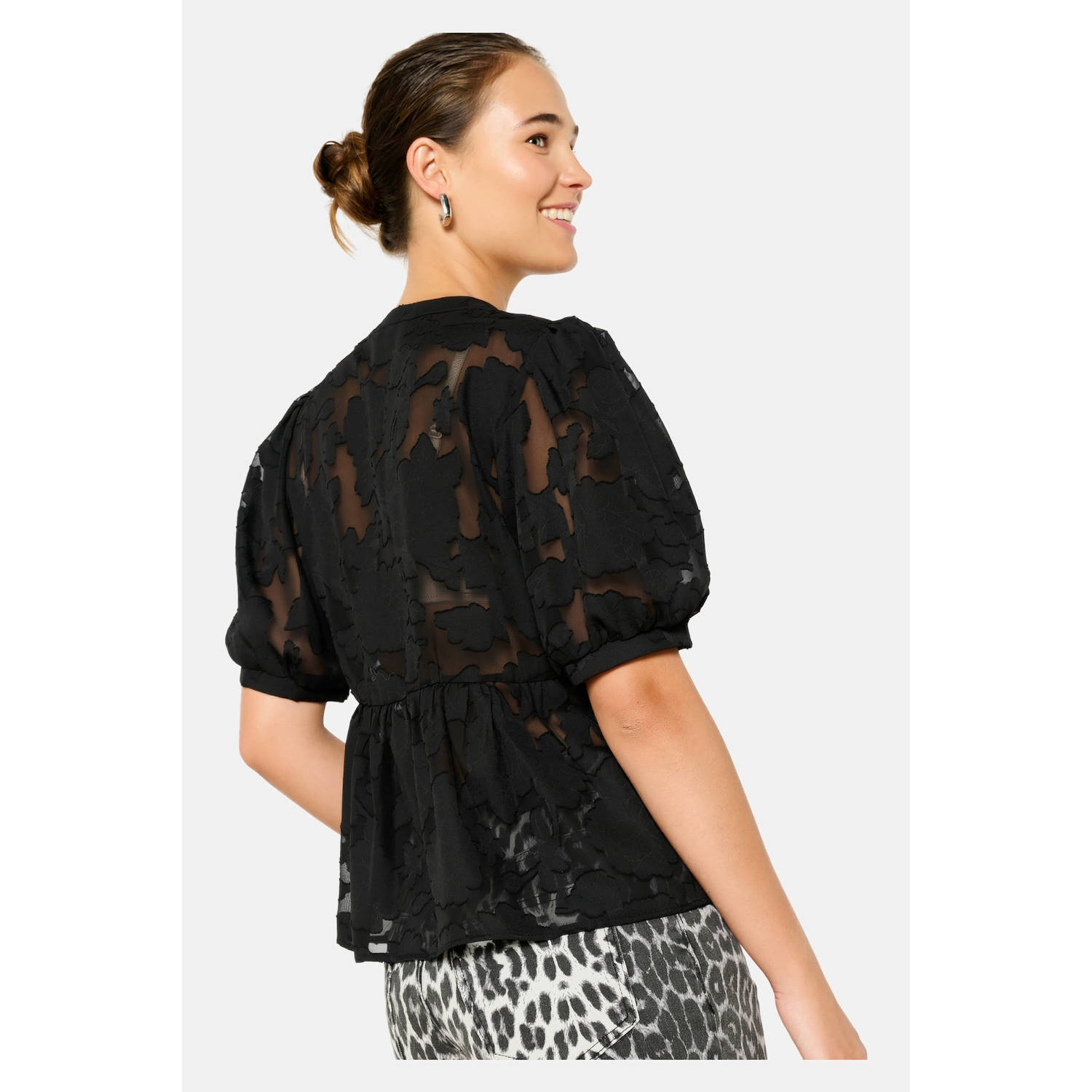LOLALIZA semi-transparante top zwart