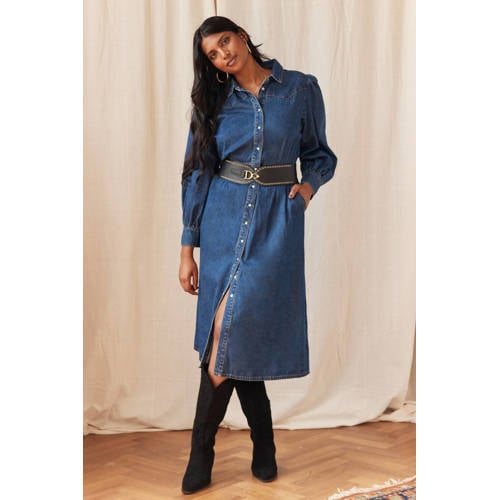 LOLALIZA jurk dark blue denim afbeelding