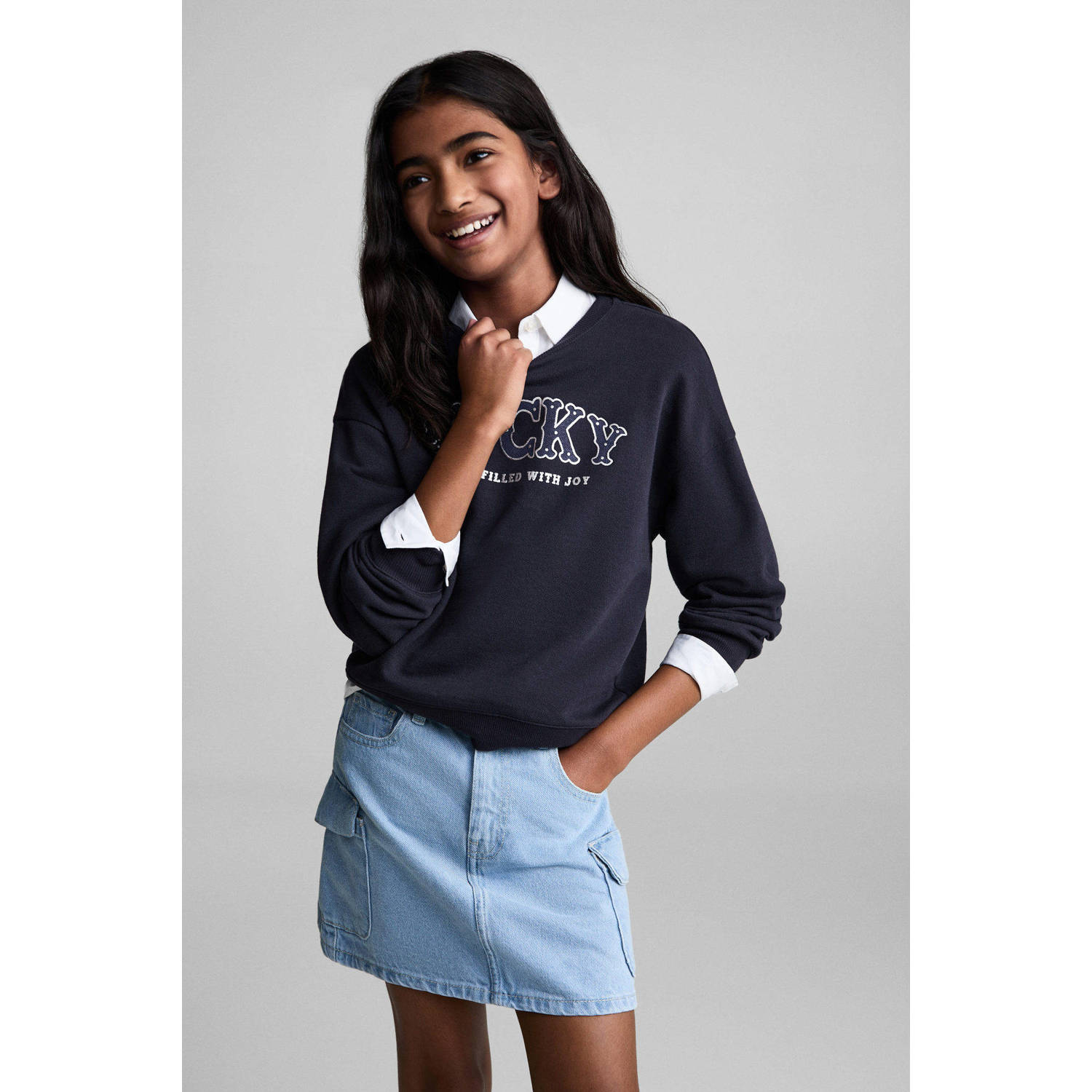 Mango Kids sweater donkerblauw