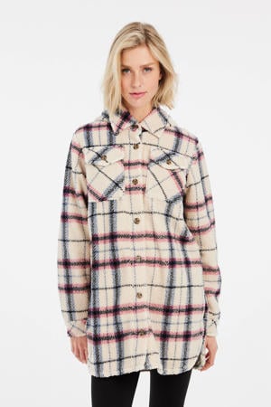 geruite jas Enter ecru/roze/zwart