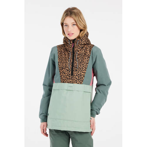 Protest ski-anorak Apel groen/camel/roze afbeelding