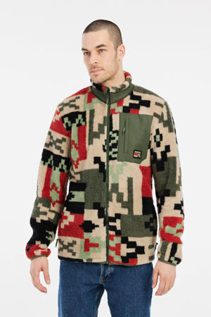 outdoorvest Keyston olijfgroen/ecru/oranje