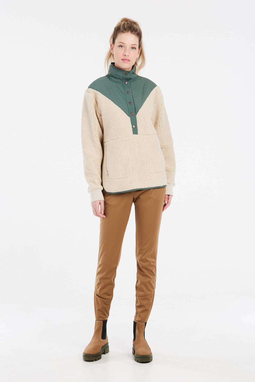 Protest sweater Cyber beige/groen