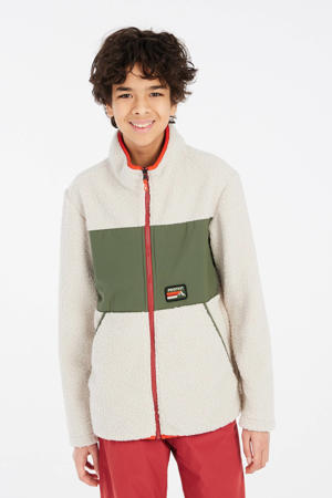 fleece vest PRTBARTIS JR ecru/olijfgroen