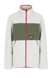 thumbnail: Ecru jongens Protest fleece vest met meerkleurige print, lange mouwen en opstaande kraag