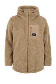 thumbnail: Beige dames Protest fleece vest Sago met effen, lange mouwen, capuchon en ritssluiting