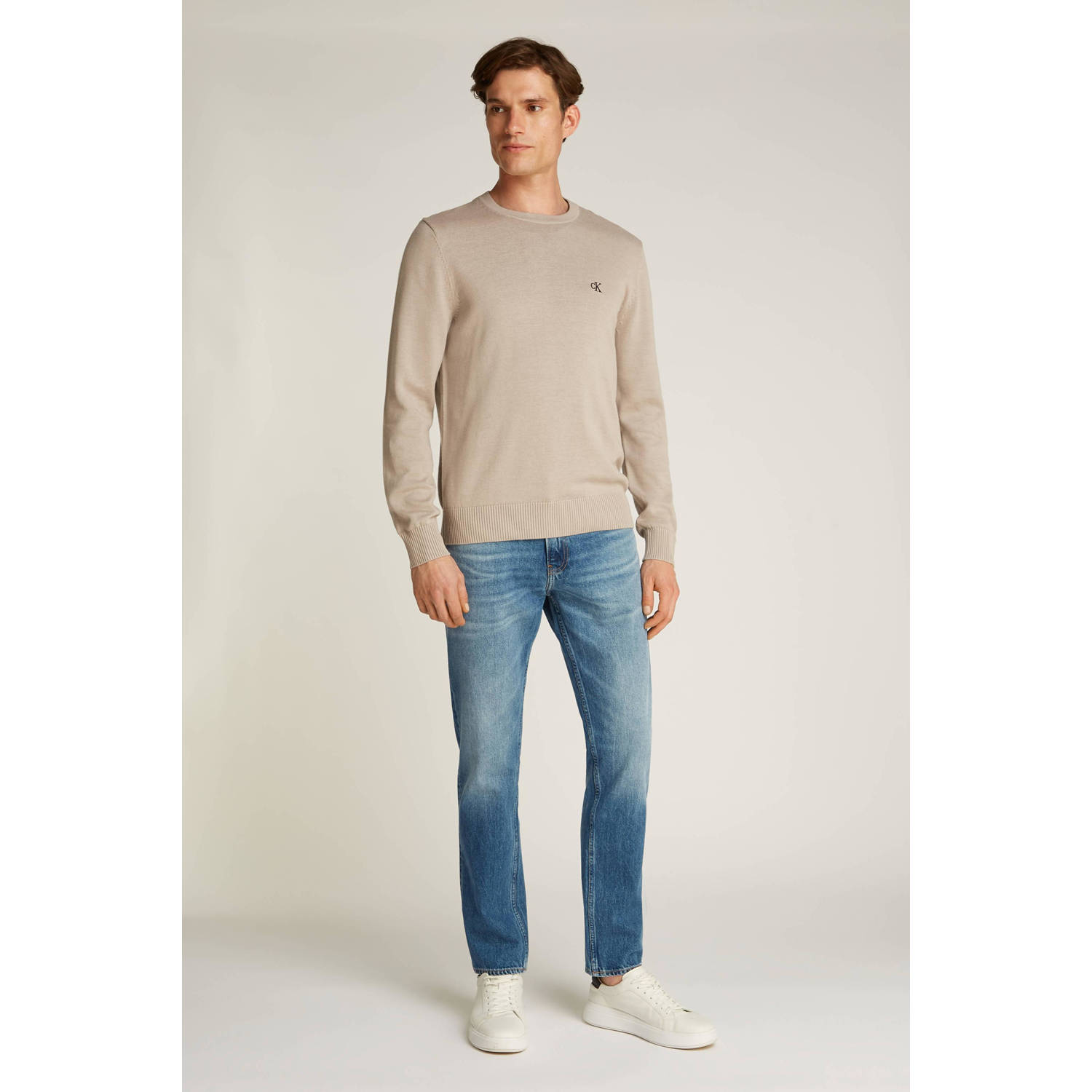 CALVIN KLEIN JEANS trui fijn gebreid beige