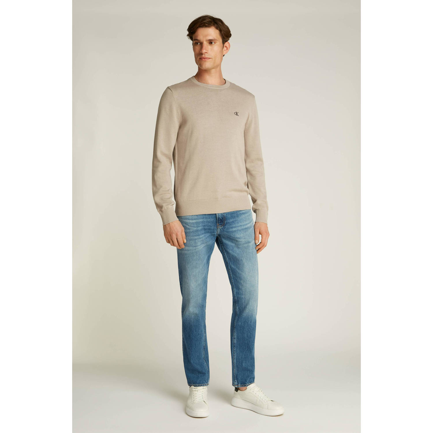 CALVIN KLEIN JEANS trui fijn gebreid beige