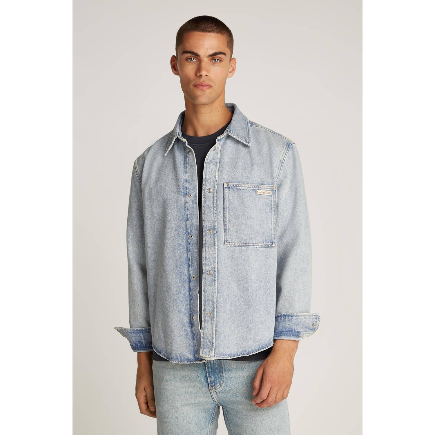 CALVIN KLEIN JEANS denim casual overhemd lichtblauw