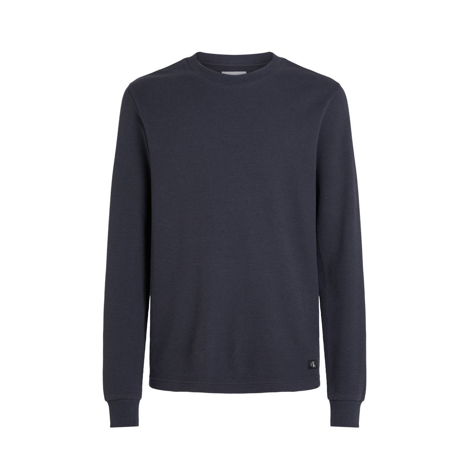 CALVIN KLEIN Heren Truien & Vesten Woven Label Waffle Ls Tee Blauw