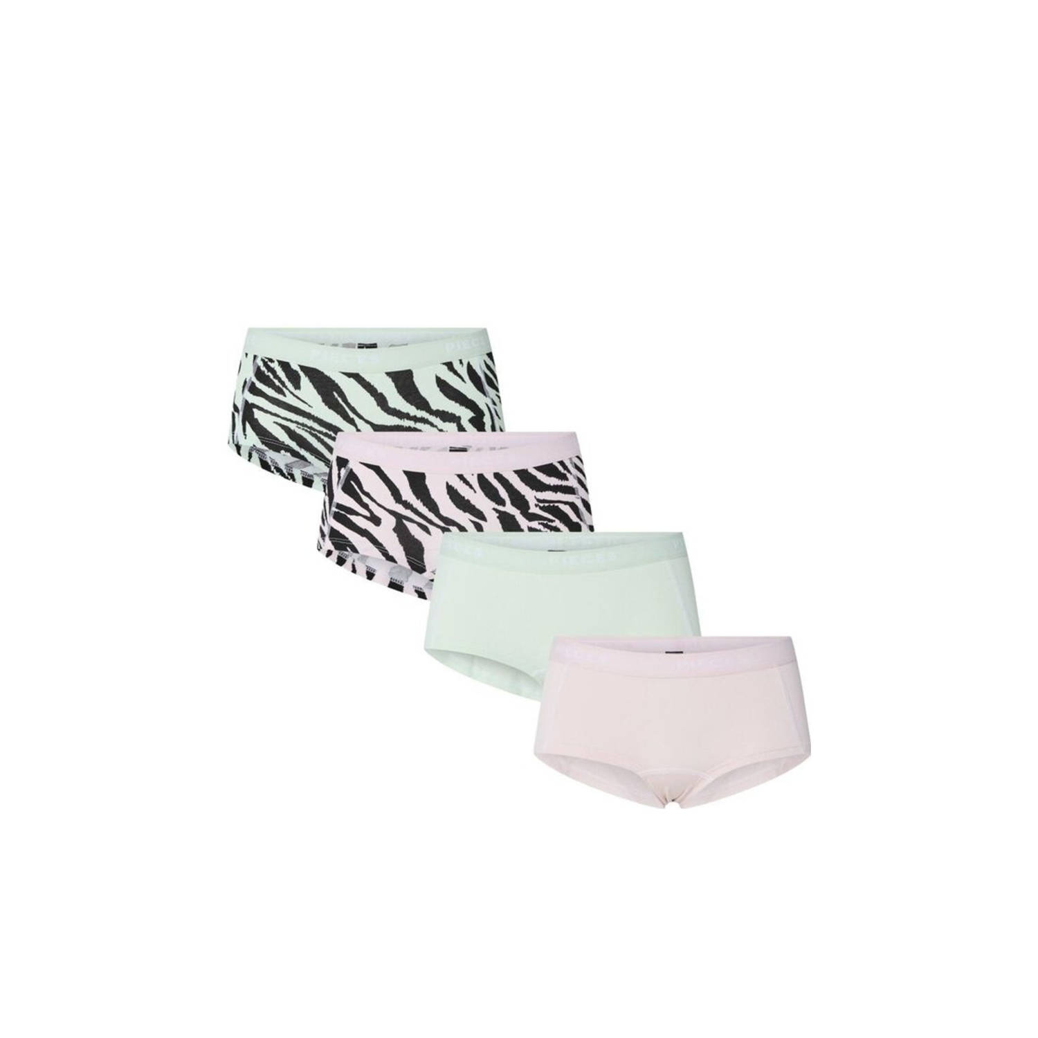 PIECES short PCLOGO (set van 4) roze lichtgroen
