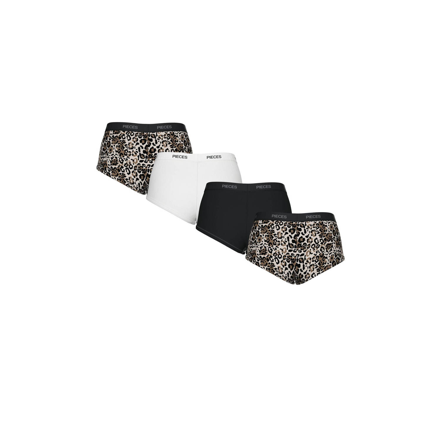 PIECES short PCLOGO (set van 4) bruin wit zwart