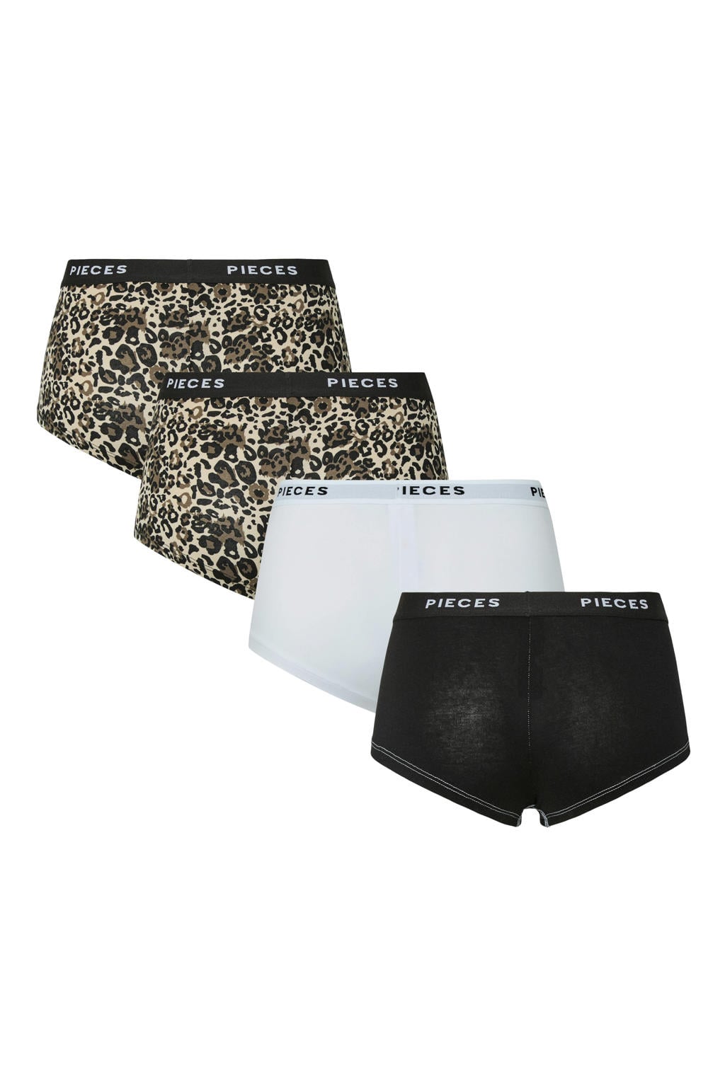 PIECES short PCLOGO (set van 4) bruin/wit/zwart