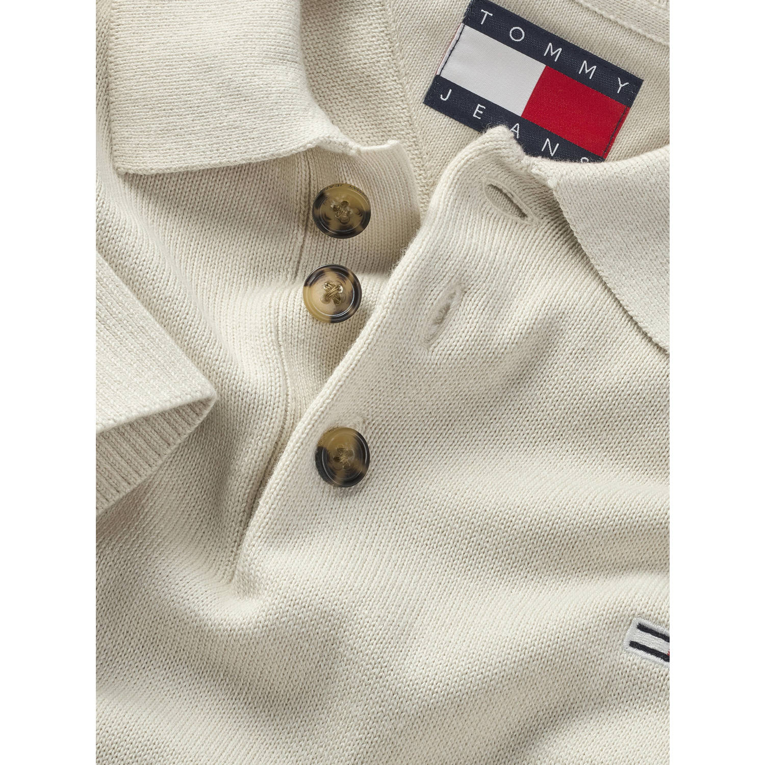 Tommy Jeans trui fijn gebreid ecru