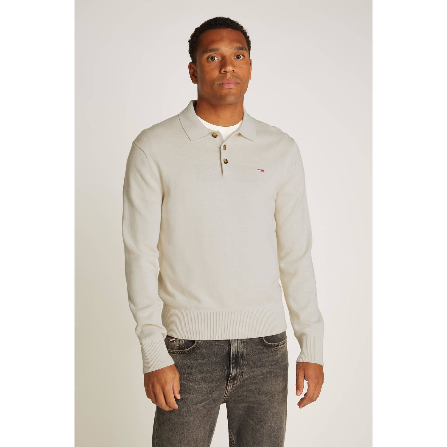 TOMMY JEANS Heren Polo's & T-shirts Tjm Slim Essential Polo Sweater Beige